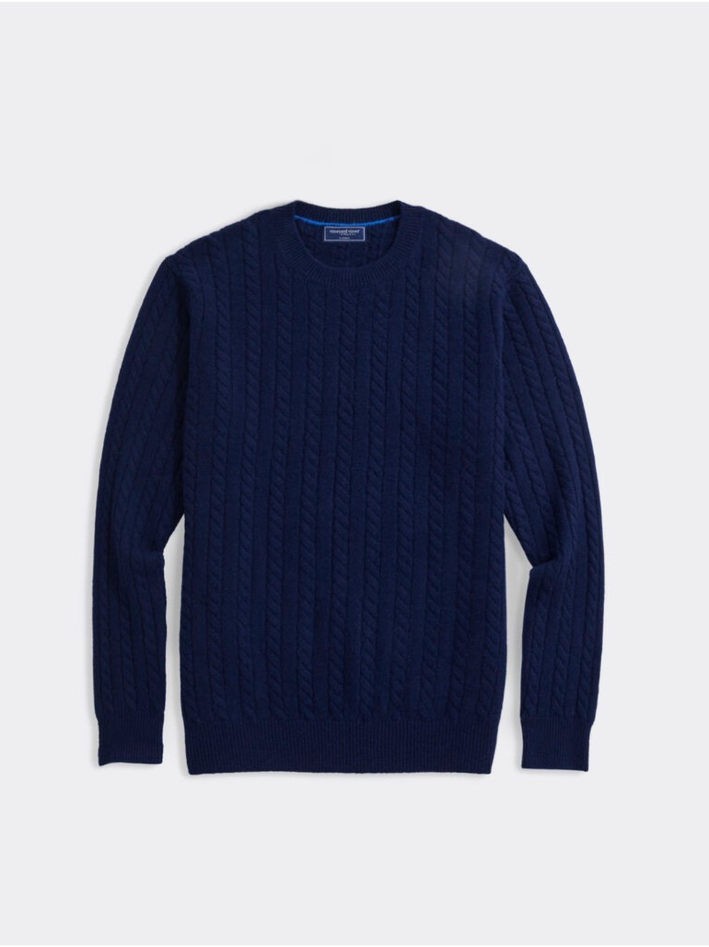 Vineyard Vines Navy Cable-Knit Crewneck Cashmere Sweater - Men's